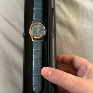 Gossip Gold and Blue Crocodile-Embossed Watch